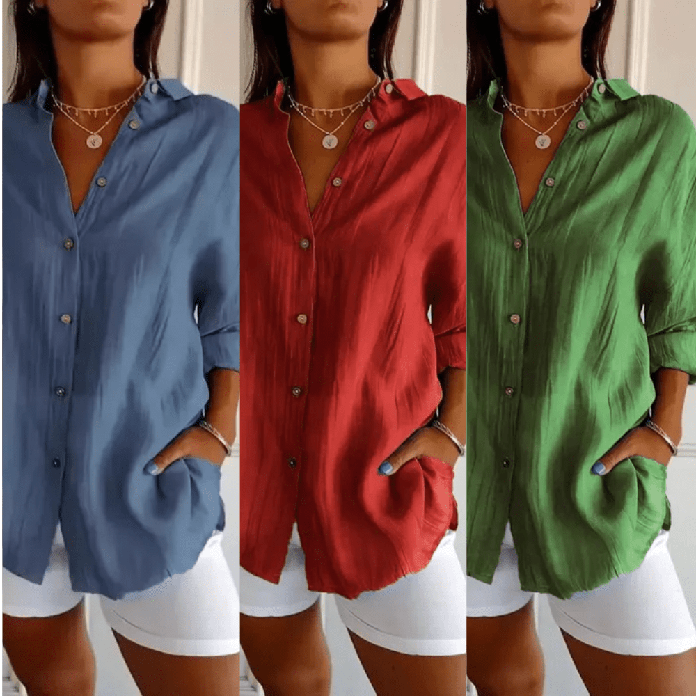 Kit 3 Camisas Ibiza em Linho de Algodão – Design Semi Plissado